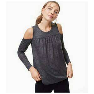 Ann Taylor LOFT Cold Shoulder Shimmer Top